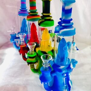"25cm" Bongs Silicon & Vidrio #21 | Colores al azar |