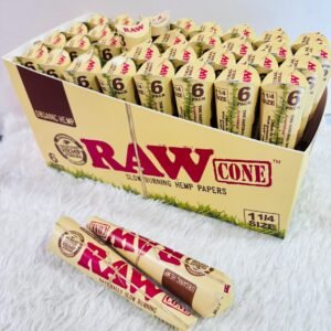 Raw - 6 Conos Orgánico 1 1/4 Por Paquete | 32 Paquetes Por Caja