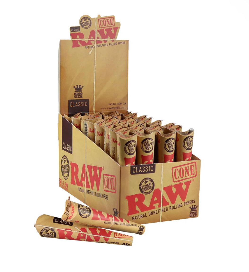 Raw - Natural 3 Cones King Size Por Paquete | 32 Paquete Por Caja | - Image 2