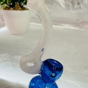 "11cm" Bubbler De Vidrio - "Azul & Blanco"