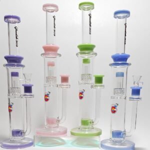 “41cm” | Bongs D/Vidrio - Con Doble matrix Perc #9 (Color al azar)