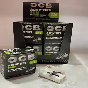 OCB - Filtros Carbon Activado Slim | 20 Paquetes Por Caja | 10 Tips Por Paquete |