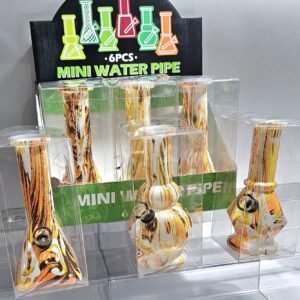 “15cm” Bongs D/Vidrio - Modelo “Pictura” | 6 Pieza Por Display | Color al azar