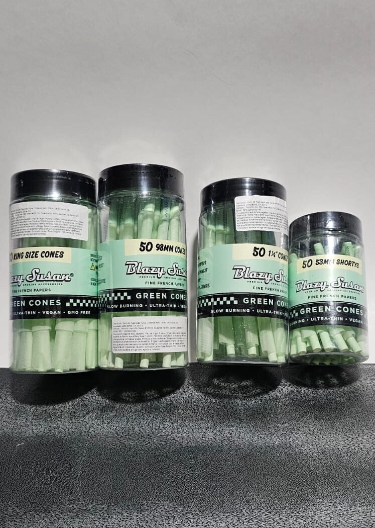 Blazy Susan – Bote Con 50 Conos Pre-rolls | Green Ultra Delgado