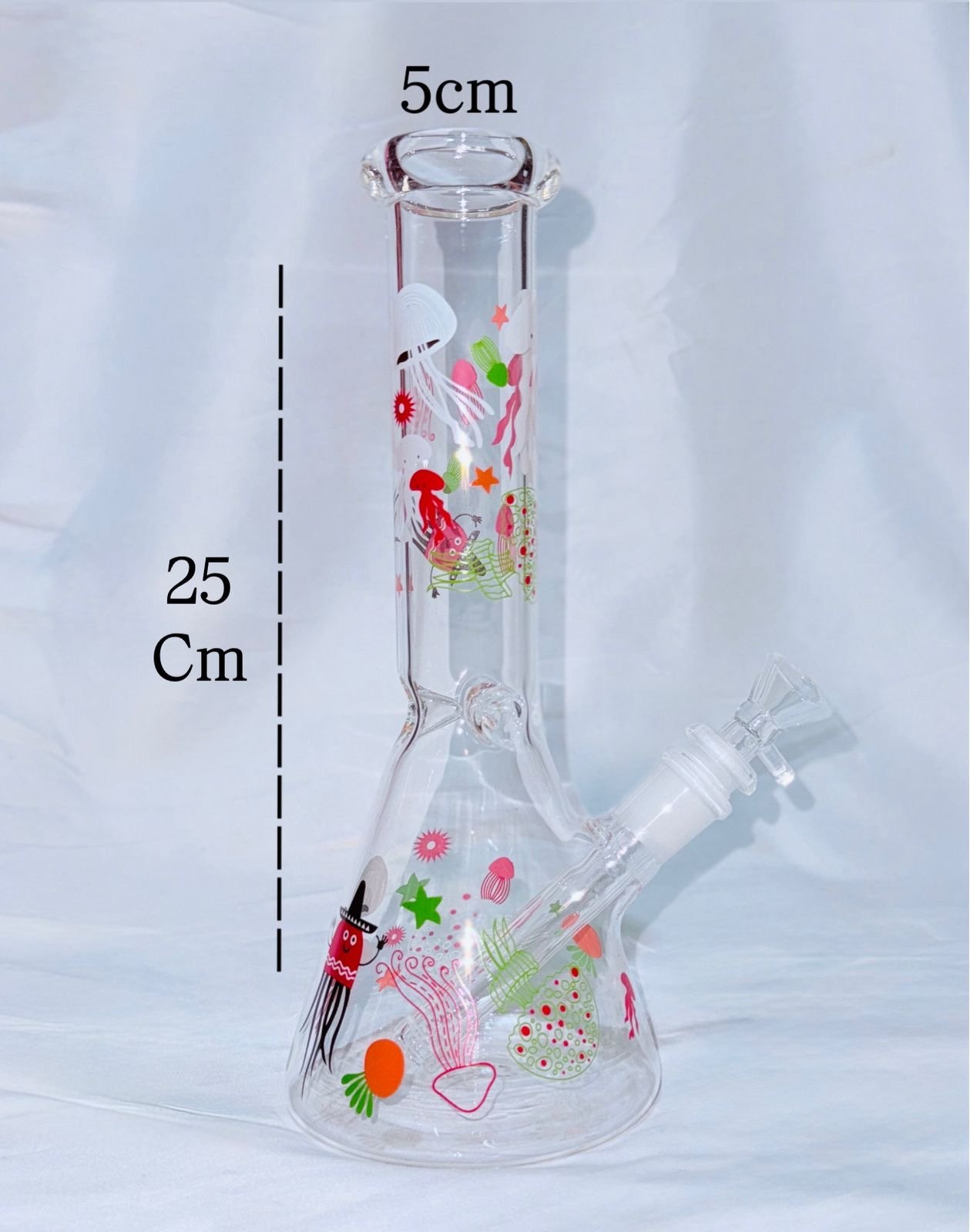 “25cm” Bongs D/Vidrio - Estampado Medusas | Tipo Beaker |