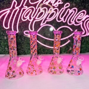 “25cm” Bongs D/Vidrio - Estampado Hongos 420 | Tipo Beaker | Modelo al azar