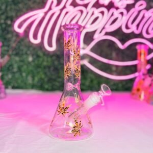 “25cm” Bongs D/Vidrio - Estampado Hoja 420 | Tipo Beaker | Modelo al azar