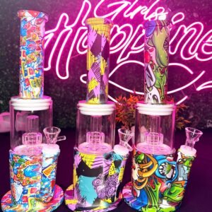 "36cm" Bong Silicón & Vidrio #3 | Estilo Graffiti | Modelo al azar