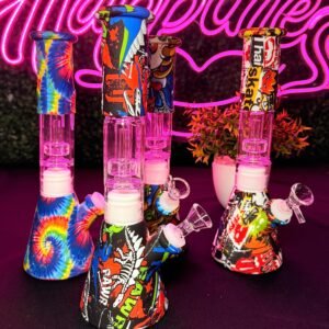 "28cm" Bong Silicón & Vidrio #4 | Estilo Graffiti | Modelo al azar