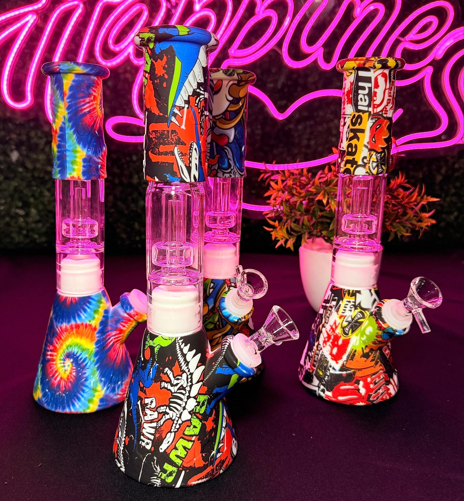 "28cm" Bong Silicón & Vidrio #4 | Estilo Graffiti | Modelo al azar