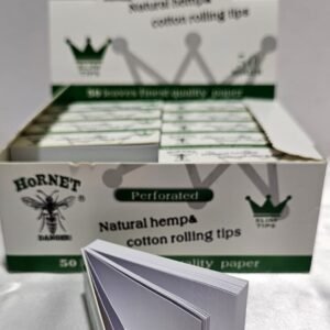 Hornet - Filtros Slim Perforados “Natural Hemp” | 50 librito x Caja | 50 Hojas X Libro