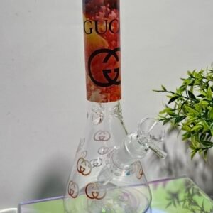 “25cm” Bongs D/Vidrio - Estampado "GG" Naranja | Tipo Beaker |