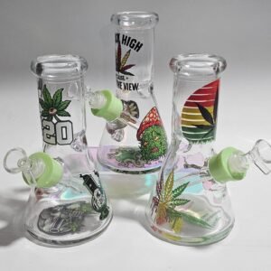“20cm” Bongs De Vidrio - Diseño "High 420" | Modelo al azar |