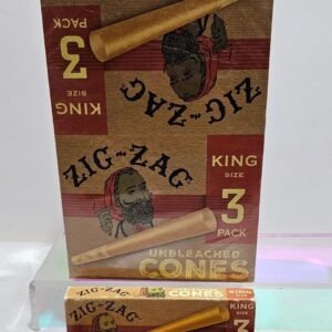 Zig-Zag Unbleached King Size | 3 Conos Por Paquete | 24 Paquetes x Caja
