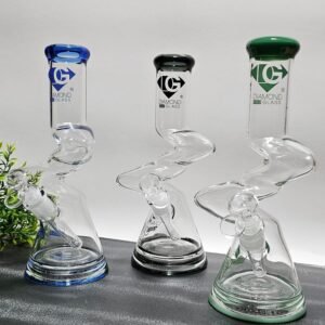 ”25cm” Diamond Glass | Zig-zag Bongs | Colores al azar
