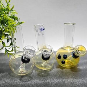 ”11cm” Mini Bongs De Vidrio | Con Color Con Plata | Para Hierba