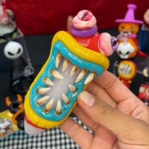 Pipa De Vidrio – Con Diseño De Epoxica “Monster” | Diseño Al Azar |