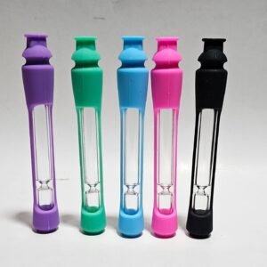 One Hitters De Vidrio - Con Protector De Silicon #3 | Colores al azar | Venta Por Pieza y/o Bote de 48pz