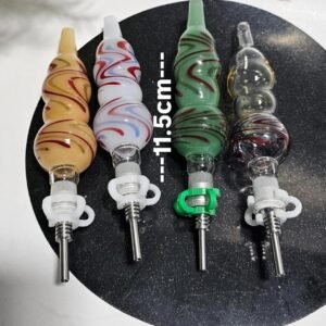 “11.5cm” Nector Collector De Vidrio Con Puntilla Metal 10mm | #36 Colores al azar |
