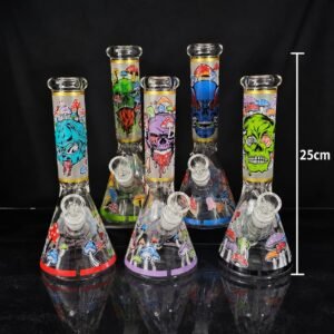 ”25cm” Bongs De Vidrio Con Estampado “Calaveras Brillosas” | Modelo al azar |